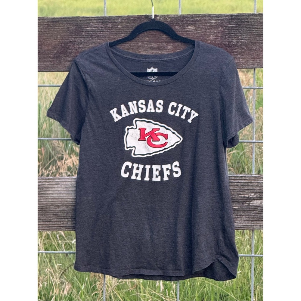 NFL Team Apparel Kansas City Chiefs Shirt Womens Large Charcoal Gray Graphic Tee
